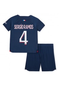 Fotbalové Dres Paris Saint-Germain Sergio Ramos #4 Dětské Domácí Oblečení 2023-24 Krátký Rukáv (+ trenýrky)
